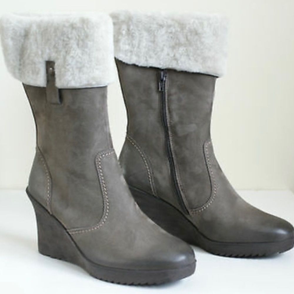 🌱PAUL GREEN🌱 GIANNI Lamb skin shearling leather wedges size US 9 / 9,5 boots